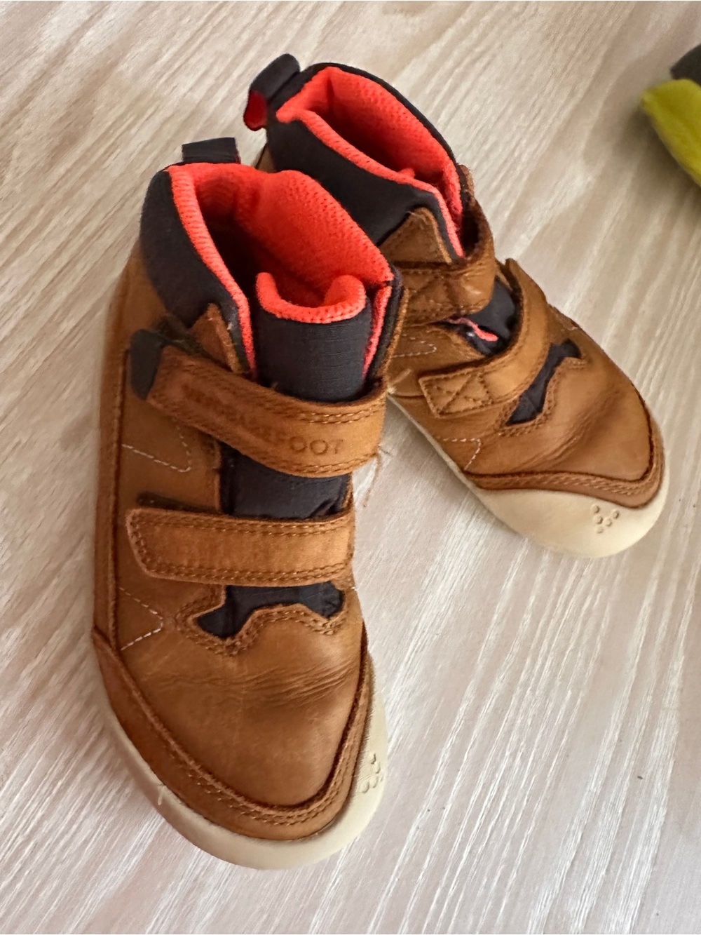 Vivo Kids Brown Leather High-Top Boots with Orange Lining